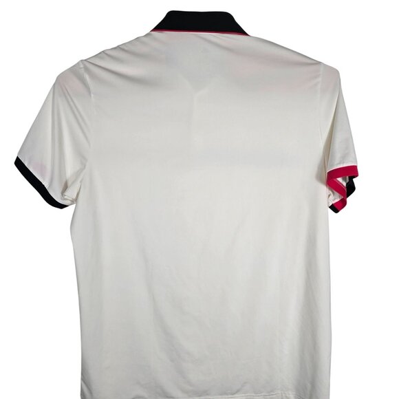 Adidas Short Sleeve Golf Polo Shirt‎ XL Men's White Blue Pink Moisture Wicking - Picture 3 of 5